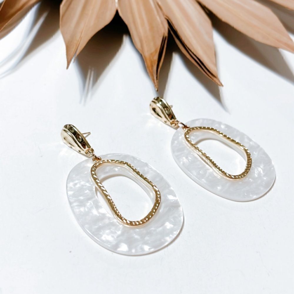 Anthropologie Gold and Cream Earrings